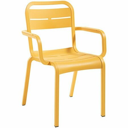 GROSFILLEX Cannes Yellow Resin Stackable Outdoor Armchair - 4/Pack, 4PK 383UT511737YL